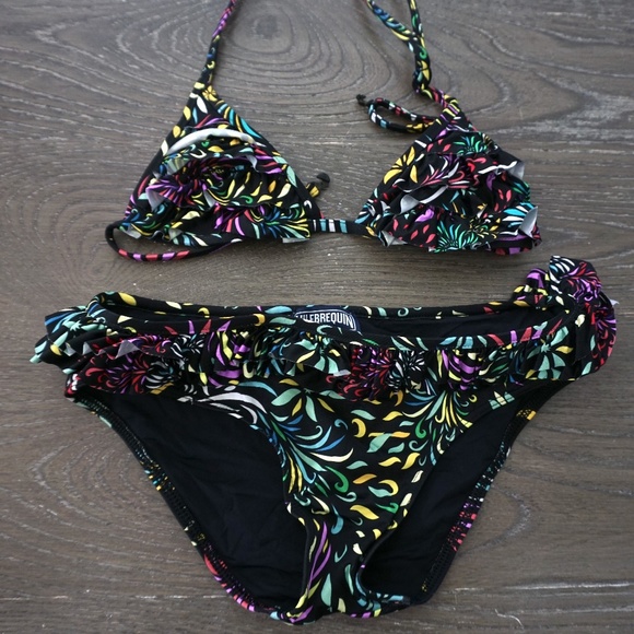 Vilebrequin Black Ruffle Triangle Girls Bikini